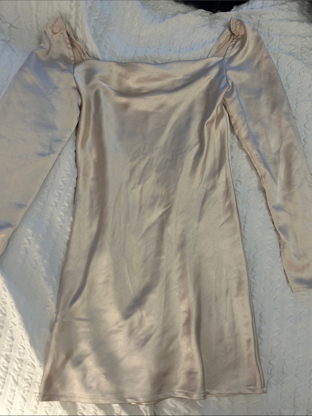Princess Polly Satin Long-Sleeve Slip Dress in champagne